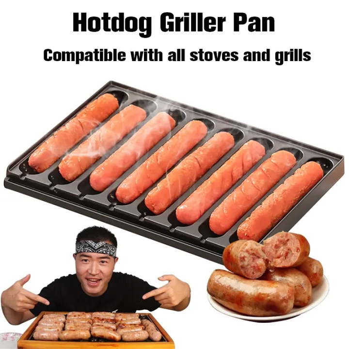  Gralara Sausage Grilling Pan Corn Dog Grill Pan Non Coating Cast  Iron 4 Grid Hot Dog Presser Maker Hot Dog Grill Pan for All Stovetop  Breakfast, Square: Home & Kitchen