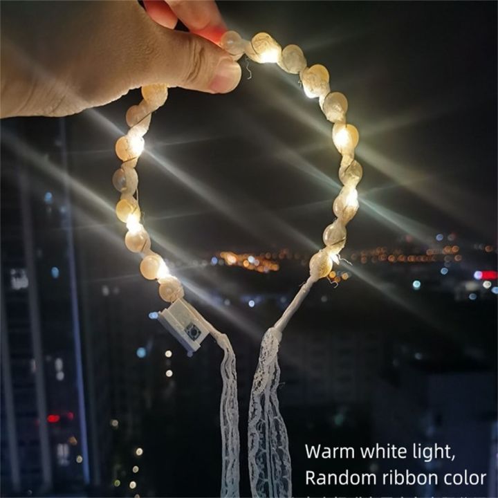 pearl-lace-ribbon-luminous-hair-band-fairy-lights-light-up-headband-female-tie-pearl-headdress-glow-wedding-party-christmas-gift