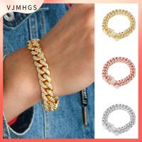 VJMHGS ใหม่ เพชร สร้อยข้อมือแฟชั่น ฝัง Rhinestone ลิงค์เชน ฮิพฮอพ สร้อยข้อมือ