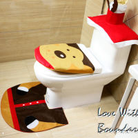 Creative Santa Toilet Seat Cover Toilet Sets Toilet Clothes Christmas Decorations Bath Mat Holder Closestool Lid Cover 3pcsset