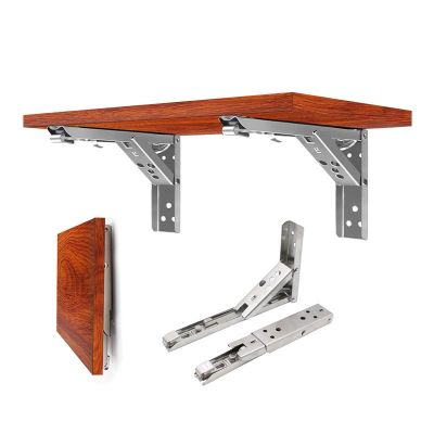 2PCS 8-14 Inch Stainless Steel Triangle Folding Angle Bracket Heavy Support Adjustable Wall Mounted Bench Table Shelf Bracket