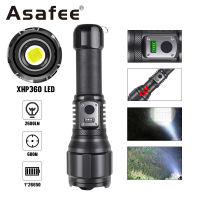 ~ Asafee ไฟฉาย XHP360 LED Type-C ซูมได้ รองรับเอาท์พุท 26650 แบตเตอรี่ สําหรับตั้งแคมป์