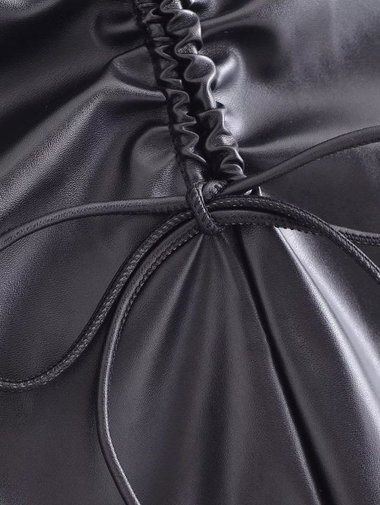 za-กระโปรงหนังเทียม-pu-มีเชือกรูดแบบมีชุดสีดำ-กระโปรงแบบมีเชือกรูดกระโปรงกึ่งสั้นกึ่งยาวสำหรับใส่ในฤดูใบไม้ร่วง