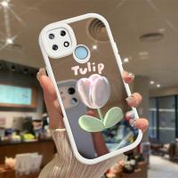 เคสสำหรับ Realme Narzo 20ภาพวาดสีน้ำมันลายดอกไม้ฝาหลังเคสกันกระแทกกล้องกันกระแทกพื้นผิวกระจก