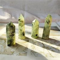 、‘】【【 Natural Crystal Quartz Prehnite Wand Point Healing Stones Aquarium Crafts Making Ornaments Home Deco