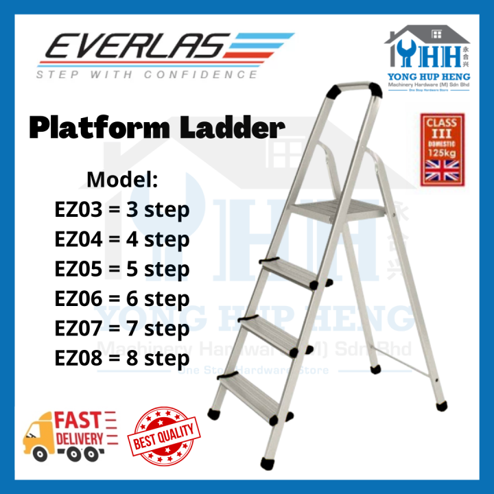 EVERLAS 3 To 8 Steps Single Side Platform Ladder Aluminium Heavy Duty ...