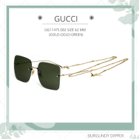 แว่นกันแดด GUCCI : GG1147S 002 SIZE 62 MM. (GOLD-GOLD-GREEN)