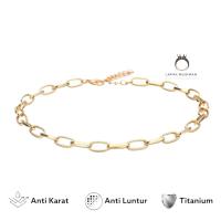 [ผิดนัดบน] Anklets ไทเทเนียมหญิงรุ่นคลิปหนีบกระดาษสีทองป้องกันสนิม