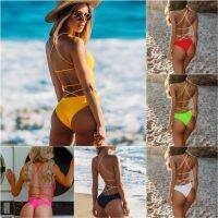 HOT★ผู้หญิงชุดว่ายน้ำฤดูร้อน2022สีทึบเซ็กซี่ One-Piece Backless สูงเอว Condole เข็มขัดผู้หญิงชุดว่ายน้ำ Dropshipping CYY836