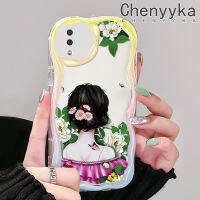 Chenyyka เคส A10 M11 A11ลายกาแลคซีของปลอกสำหรับ Samsung เคสด้านหลังเป็นเงาของเด็กผู้หญิงเนื้อครีมขอบเป็นคลื่นเคสมือถือกันกระแทกแบบใสนิ่มเคสโปร่งใสลายกล้องถ่ายรูปฝาครอบป้องกันซิลิกาเจลที่สร้างสรรค์