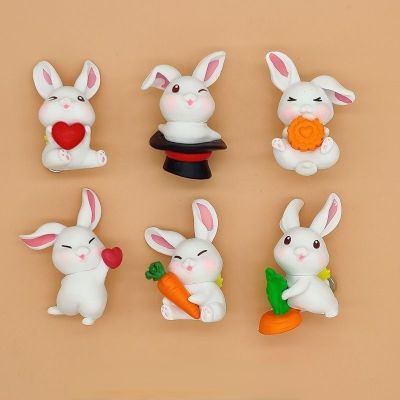 ▧ Creative Refrigerator Decorative Magnetic Stickers Cute Rabbit Animal Refrigerator Magnets Stereo Doll Home Decor