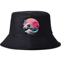 Fashion hat for men 2021 Cotton beach hat Japanese anime surf cat print leisure fisherman hat outdoor Bucket hat sun visor  hat for women 【JULY]