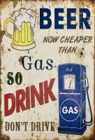 WZVZGZ Beers Lovers Beer is Now Cheaper Than Gas Antique Creative Tin Sign Retro Wall Decor for Home Gate Garden Bars Restaurants Cafes Office Store Pubs Club Sign Plaque Tin Sign 8X12 Inch