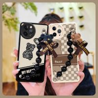 Nordic wind cute Phone Case For iphone 12 Pro Max Simplicity pearl bracelet Back Cover Cartoon imitation leather