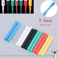 CAIMAKEU 5pack (12pcs/packet) สากล เครื่องมือซ่อม ปลอกสาย ปกเซฟเวอร์ ตัวป้องกันสาย USB ท่อหดความร้อน ออแกไนเซอร์ลวด