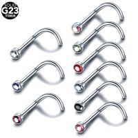 1PC G23 Titanium Crystal Nose Rings Nariz Stud Piercing CZ Gem Nostril Earrings Piercings Nose Screw Stud Nez Ring Body Jewelry