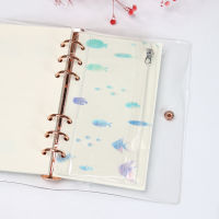 Sharkbang A6 Ocean Series Binder กระเป๋าซิป Look Leaf 6หลุม PVC ตั๋วดัชนี Storate กระเป๋าการ์ด Journal โน้ตบุ๊ค Refill Parts