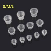 ；‘【；- 100Pcs Tattoo Large Medium Small Ink Pigment Cup Ring Transparent  Microblading Cap Lip Eyebrow PMU Bleaching Supplies Cream