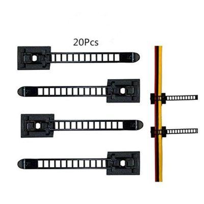 20pcs Adjustable Cable Clips Self-Adhesive Cable Wire Clamps Straps With Optional Screw Mount For Car Festive Ornament