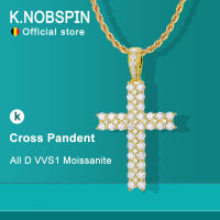 Knobsin D VVS1ทั้งหมด Moissanite ข้ามจี้สร้อยคอ Lab ปลูกเพชรผ่านทดสอบกับ GRA S925สร้อยคอเงินสำหรับผู้หญิงผู้ชาย