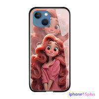 เคสเพชรสำหรับ Apple iPhone 15 Plus 15 Pro 15 Pro Max หรูหรา3D Smile Princess Series เคสนิ่มแบบเคสโทรศัพท์กระจกเทมเปอร์เรียบ