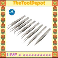 TheToolDepot Changyingxi ชุดปลายแหนบละเอียด8ชนิดที่คีบป้องกันการเกิดไฟฟ้าสถิตอุปกรณ์อิเล็กทรอนิกส์แหนบที่ตัดเล็บเครื่องมือซ่อมแซมโทรศัพท์สำหรับขนตาคีมดู