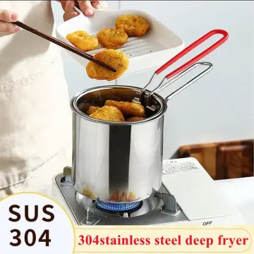 Deep Fryer Pot Deep Fryer with Basket Japanese Oil Saving Multifunctional  Mini Deep Oil Fryer for kitchen Home Kitchen Fryer Fish 3L 