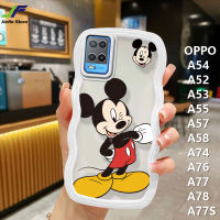 เคสโทรศัพท์การ์ตูน Mickey Mouse JieFie สำหรับ OPPO A54 / A57 / A53 / A52 / A55 / A58 / A74 / A76/A77/เคสโทรศัพท์/A78แฟชั่นน่ารัก Minnie Mickey เคสคู่ฝ้าโปร่งแสง TPU นุ่ม