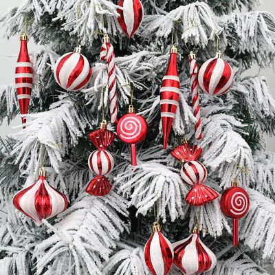 Christmas Candy Ornaments Red White Hanging Candy Cane Ornaments Decoration DIY Christmas