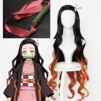 【Lao Zhang Fashion Cosplay】ปีศาจฆ่า Kimetsu No Yaiba Kamado Nezuko คอสเพลย์วิกผมสังเคราะห์วิกผมหมวกไม้ไผ่ Props ปิดผนึกติด