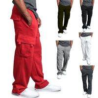 ผู้ชาย Cargo Jogger กางเกงฤดูใบไม้ร่วง Hip Hop Street สวมกางเกงหลวมหลายกระเป๋าสีทึบ Overalls GYM กีฬา Wear