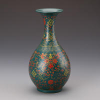 Classic Antique Chinese Porcelain Green Glaze Enamel Jingdezhen Flower Vase For Collections