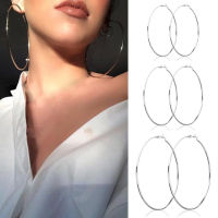 30mm 40mm 50mm 60mm Exaggerate Big Smooth Circle Hoop Earrings Brincos Simple Party Large Round Loop Earrings for Women Jewelry