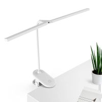 SmartPhonemall TD5 Double Lamp Head USB Desktop Clip Table Lamp,Style: Rechargeable Version (White)