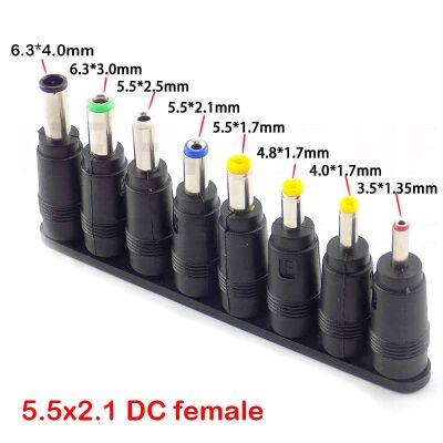 8 in 1 5.5X 2.1 MM DC power jack female plug adapter Connectors to 6.3 6.0 5.5 4.8 4.0 3.5 2.5 2.1 1.7 1.35 Male Tips adaptor Electrical Connectors