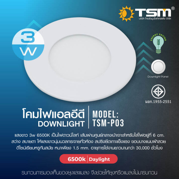 โคมไฟพาแนล-led-ขนาด3-6-9-12-18วัตต์-ไฟเพดาน-ดาวน์ไลท์ฝังฝ้า-ให้ความสว่างรอบทิศทาง-กระจายแสงได้ทั่วถึง-แสง-day-light