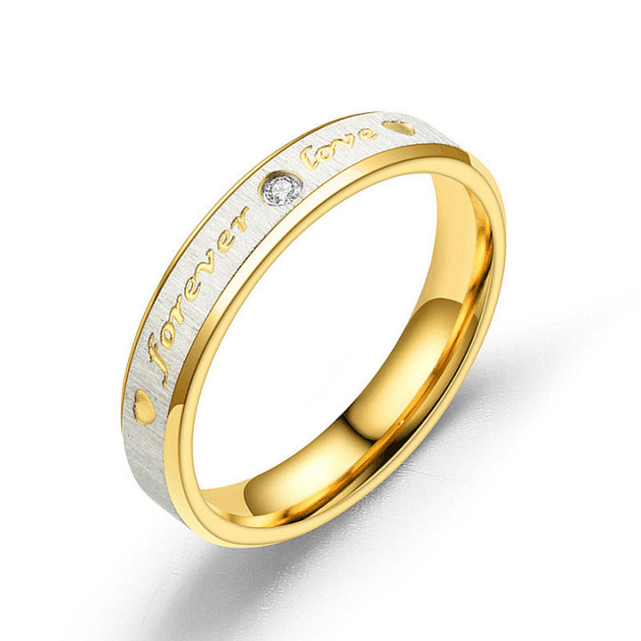 แหวนทอง-แหวนไม่ลอก-เครื่องประดับ-ทองเหมือนแท้-แหวนเกลี้ยงสลักอักษร-forever-love-หนา-4mm-6mm-น้ำหนัก-3-2-กรัม-แหวน