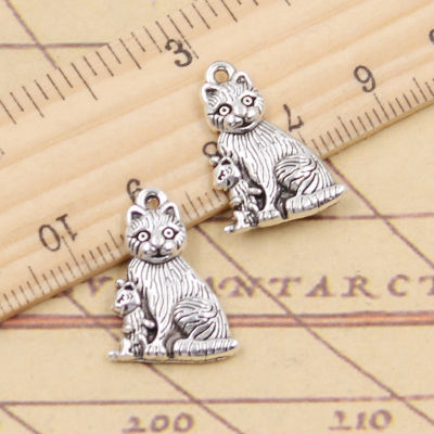 10pcs Charms Mother Baby Cat 22x15mm Tibetan Silver Color Pendants Antique Jewelry Making DIY Handmade Craft