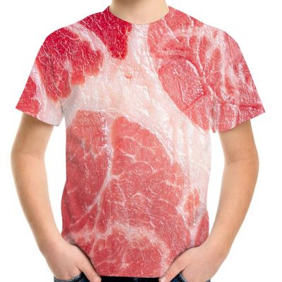 Food Sausage Chili Meat 3D T-Shirt For Boys Girls 4-20Y Teen Children Beef Tee Pork Streetwear Clothes Kids Baby Fashion T Shirt
