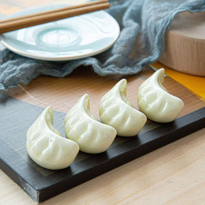 4pcsset Simulation Dumplings Chopstick Holder Stand Ceramic Crafts Chopstick Rest Shelf Support Household Kitchen Tableware