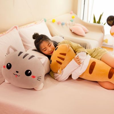 hot【DT】❍♞  50/130 cm long cat pillow plush toy soft stuffed animal kids  gift home decor girl WJ290