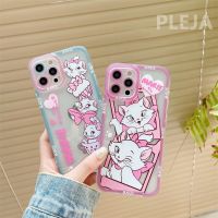 【16- digits】เคสโทรศัพท์แมวการ์ตูนน่ารักสำหรับ iPhone 13 12 11 Pro Max X XR XS Max 7 8 Plus เคสซิลิโคนอ่อนนุ่มใสฝาครอบป้องกัน