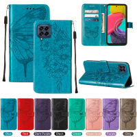 Galaxy M33 5G Case, WindCase Butterfly PU Leather Flip Wallet Card Slots with Hand Strap, Stand Cover for Samsung Galaxy M33 5G