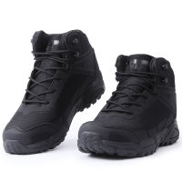 TOP☆Outdoor Combat Boots Middle Cut Mens Boots Desert Boots Mountaineering Combat Boots Black Anti-kick And Anti-collision Combat Boots