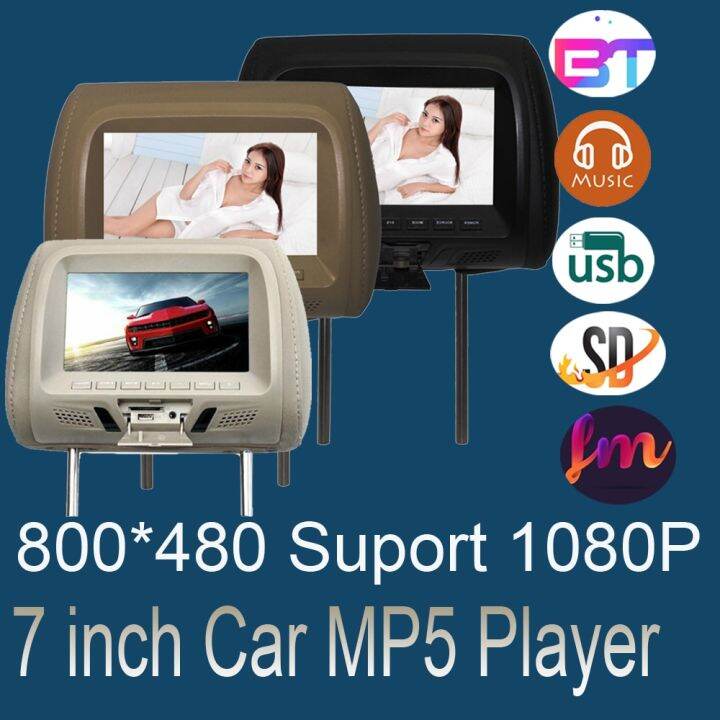 Universal 7 Inches Car Headrest Display Monitor Multimedia Player With Lighter Plug Adapter USB