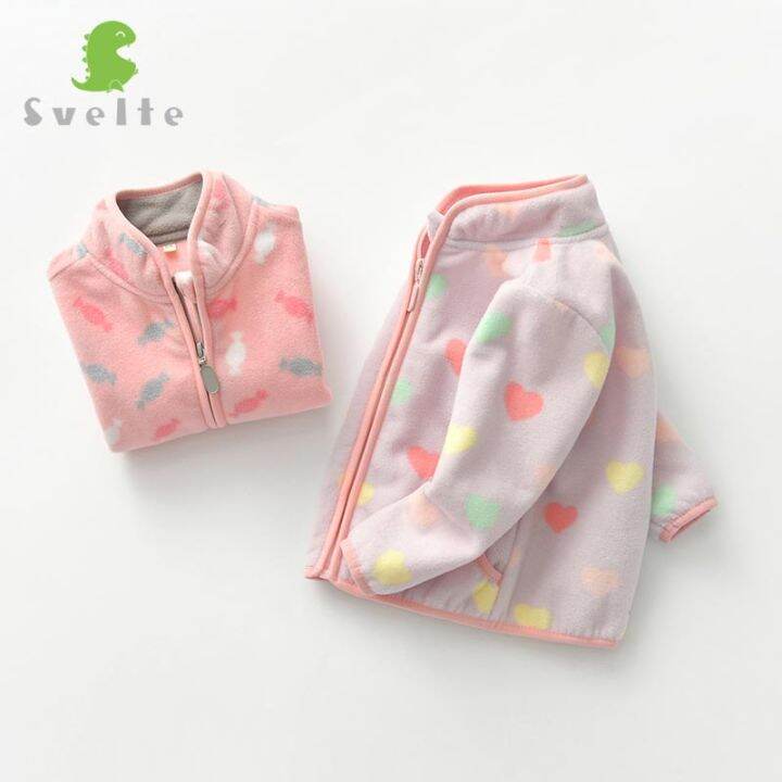 svelte-for-2-9-yrs-cute-kid-and-toddler-girl-pink-fleece-jacket-for-spring-fall-winter-clothes-with-print-pattern