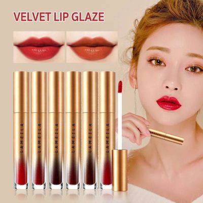 [ส่งเร็วพิเศษ!] Lameila Velvel lip Glaze Gold Edition ลิปกลอสเนื้อกำมะหยี่ ติดทนนาน ปิดปากตกร่องได้เนี๊ยบ เรียบเนียน มีให้เลือก 5 สีค้าบ