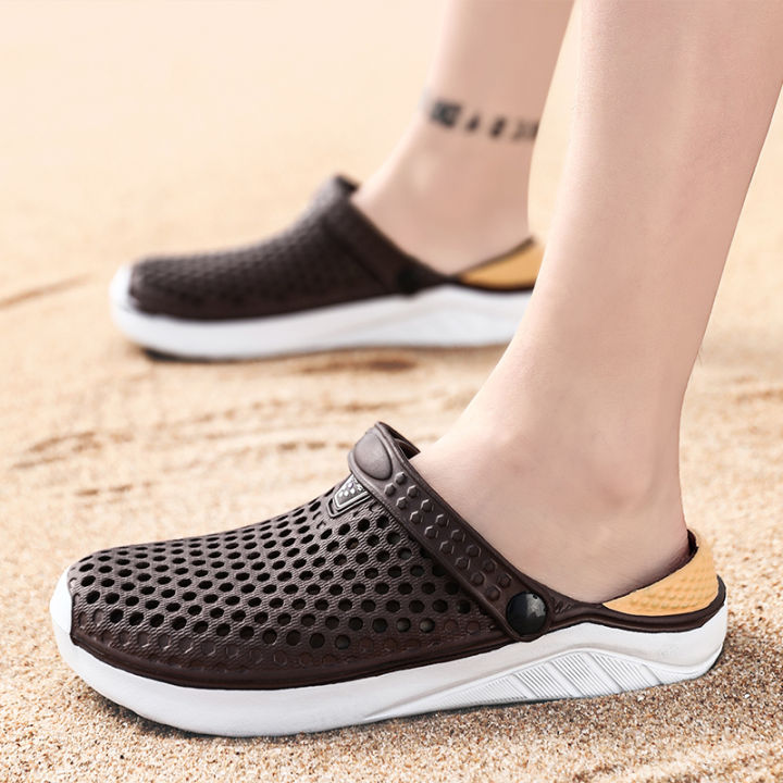 รองเท้าแตะ-orngmall-สำหรับผู้ชายผู้หญิงระบายอากาศได้รองเท้าแตะชายหาดแฟชั่นสวนอุดตันรองเท้าใส่ลุยน้ำการเดินป่าลุยขนาด36-45