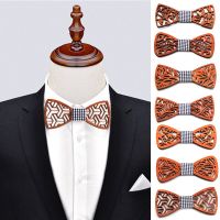 Fashion Wooden Bow Tie For Men Unisex Hollow Out Carved Retro Wooden Neck Ties Adjustable Strap Vintage Bowtie Bowknots Slim tie Ties