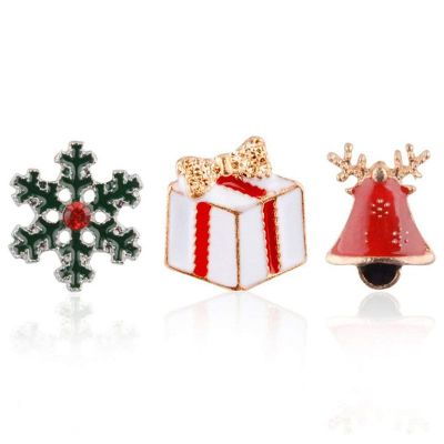 3pcs Christmas Tree Snowflake Bell Enamel Brooch Pin Badges for Clothes Bags Backpacks Lapel Pin Set